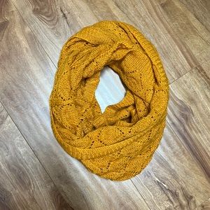 Mustard yellow knit circle scarf
